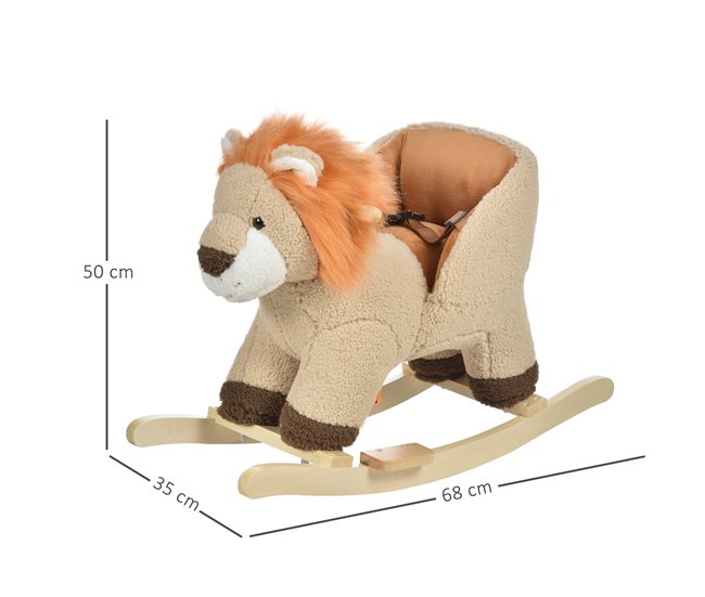 Baloiço para Bebé Madeira de Álamo, Metal e Pelúcia HOMCOM Castanho