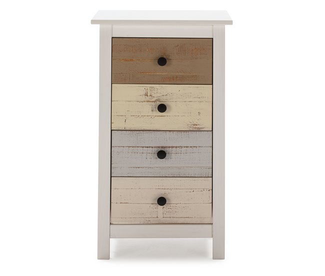 Cómoda Magda de 4 gavetas em branco Multicor