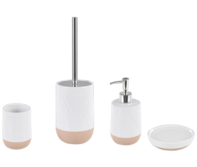 Beliani Conjunto de acessórios de banho LEBU Branco