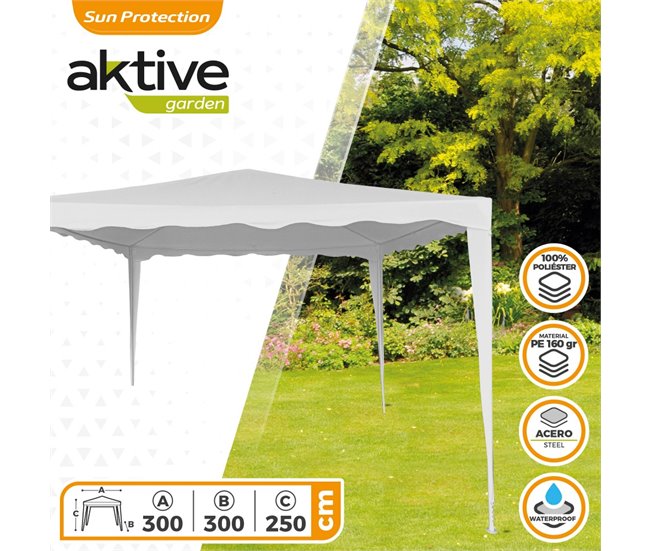 Gazebo de jardim em poliéster branco Aktive Garden Branco