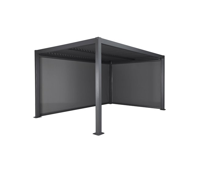 Pérgola bioclimática, alumínio e aço, com toldo 3m + toldo 300x400 Cinza