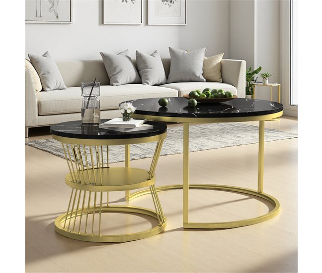 Conjunto de duas peças, mesa de centro, mesa lateral 70x70 Branco