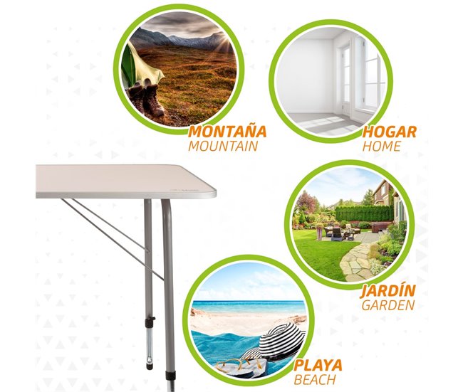 Mesa camping dobrável altura regulável Aktive Camping Branco