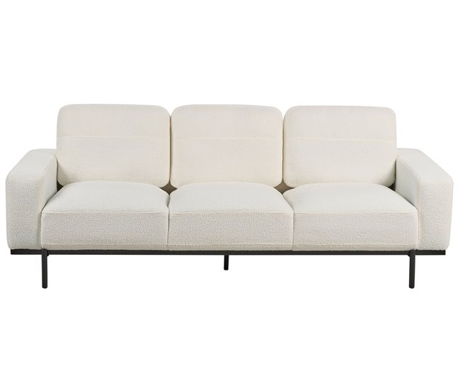 Beliani Sofá de 3 lugares Bouclé SOVIK Branco/ Bege