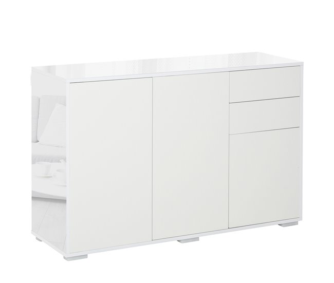 Aparador Sala de Estar Melamina de Madeira HOMCOM 117 Cru