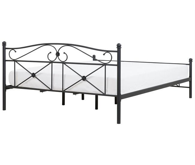 Beliani Cama com estrado Metal RODEZ 186x208 Branco
