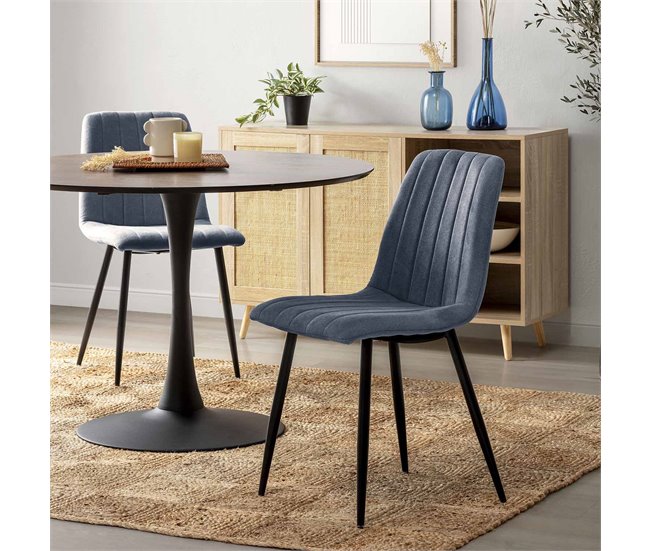 Conjunto de 4 cadeiras de jantar Sagi estofadas Azul
