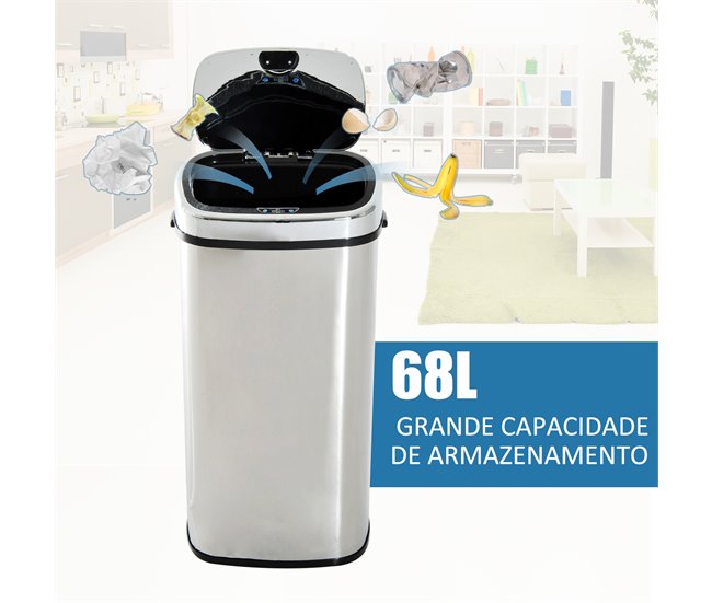 Balde de Lixo ABS e Aço Inoxidável HOMCOM Prata