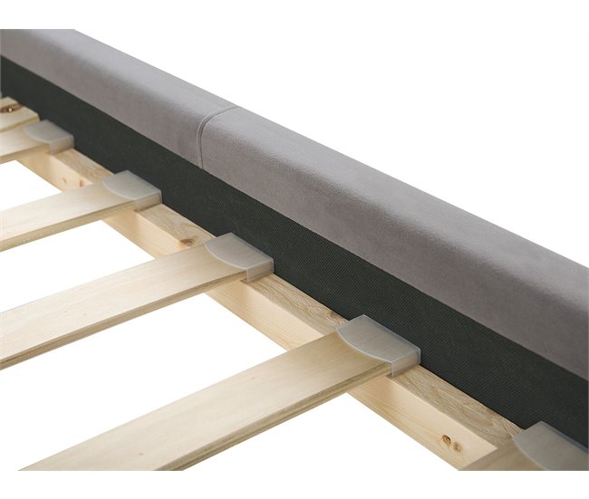 Beliani Cama com estrado Veludo AMBERT 168x212 Cinza