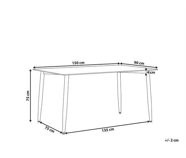 Beliani Mesa de jantar TOTHAM 90x150 Transparente