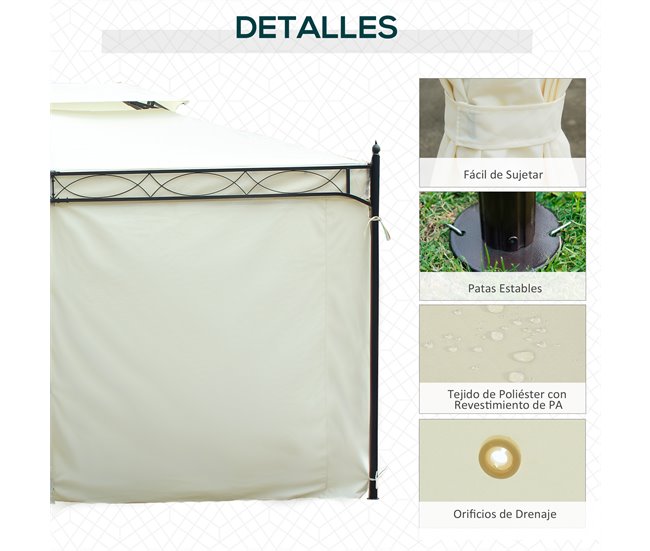 Pérgola de Jardim Aço e Poliéster Outsunny 400x300 Bege