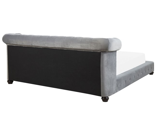 Beliani Cama Terciopelo CAVAILLON 225x246 Cinza Claro