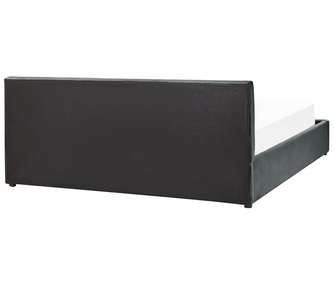 Beliani Cama com armazenamento Veludo BOUSSE 191x219 Bege