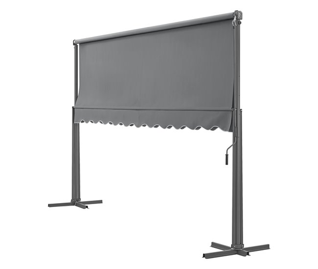Toldo de pé Selenizza impermeável com manivela manual 600x300 Cinza Escuro