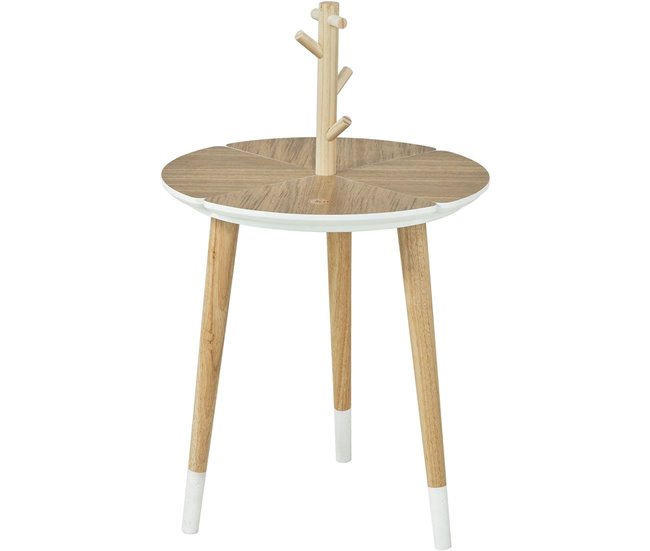 SoBuy Mesa de Café Redonda com Suporte para Xícaras FBT38-WN Branco