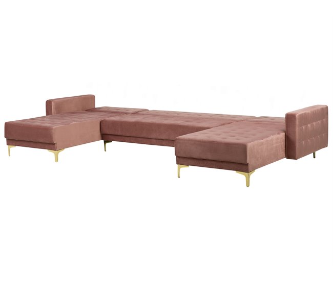 Beliani Sofá-cama Veludo ABERDEEN Areia