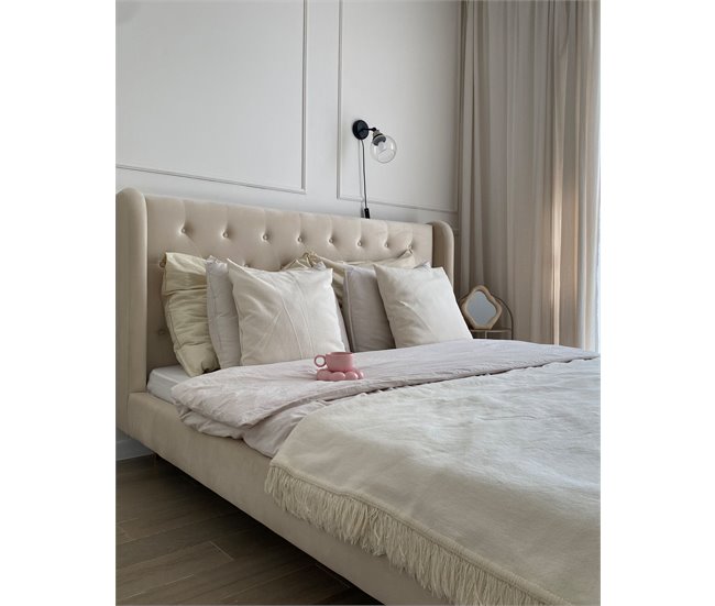 Beliani Cama com estrado Veludo FORBACH Bege