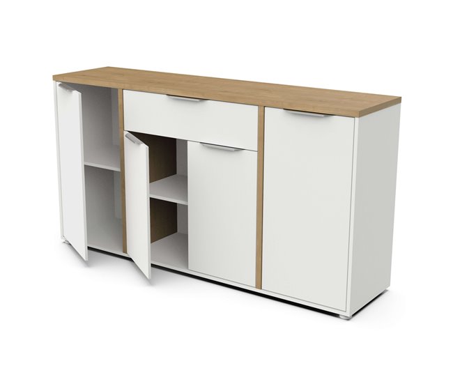 Acesso ao aparador da sala de estar 4P Branco/ Madeira