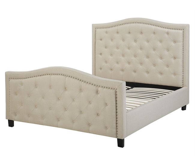 Beliani Cama com estrado Poliéster AUREL 174x216 Bege