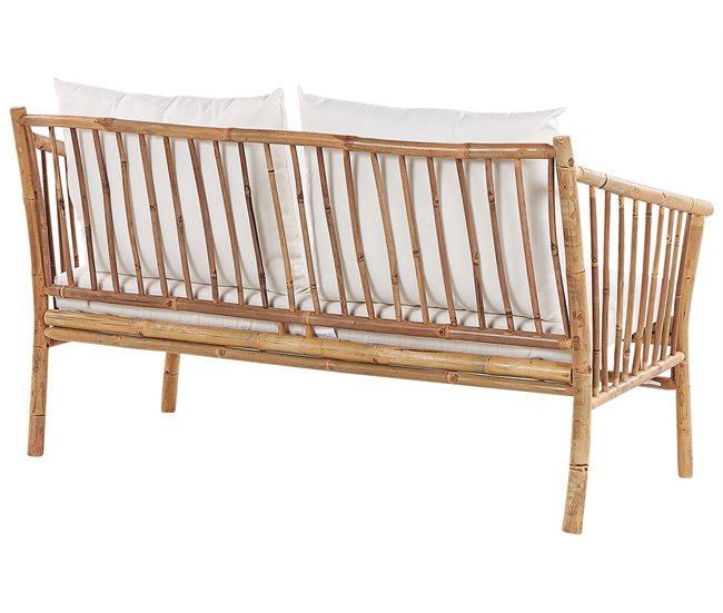 Beliani Conjunto lounge Madeira de bambu MAGGIORE Castanho