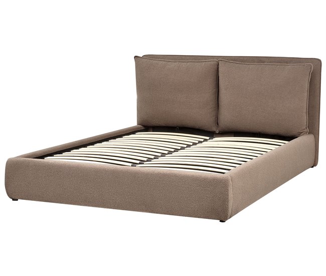 Beliani Cama baú Bouclé BAJONNA 184x235 Cinza