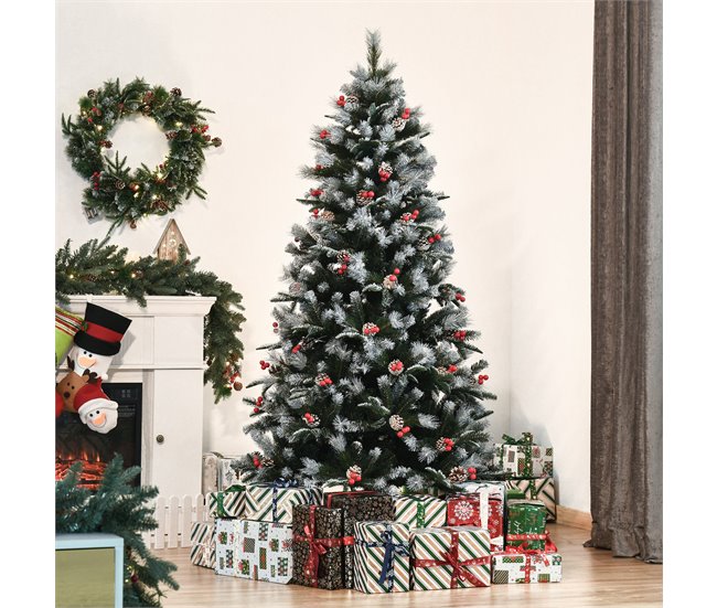 Árvore de Natal PVC, PE, Aço HOMCOM, casa - natal Verde