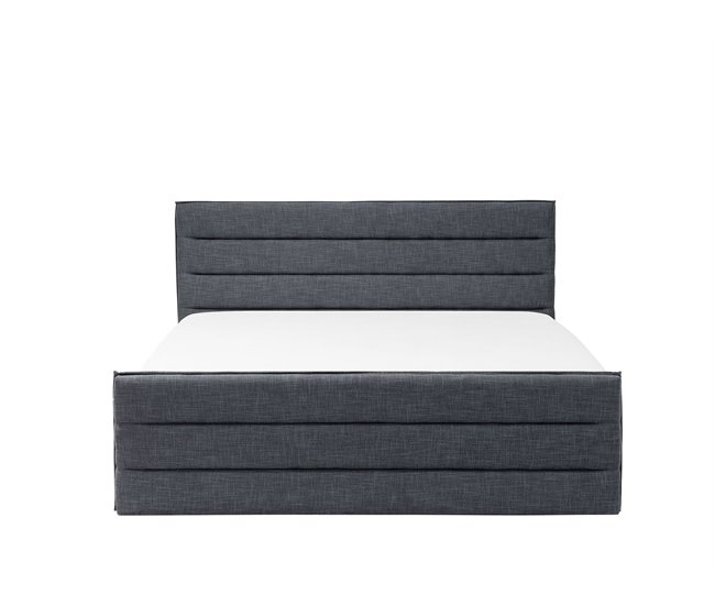 Beliani Cama com estrado Poliéster VALBONNE 216x191 Cinza Escuro