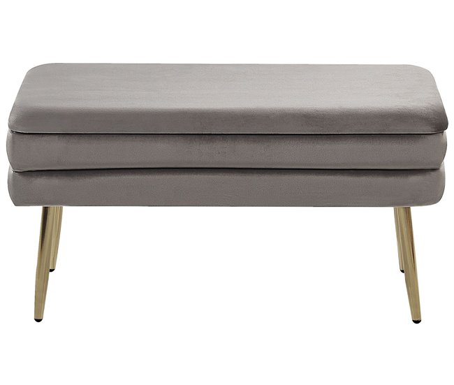 Beliani Tamborete Veludo DURHAM 79x37 Cinza