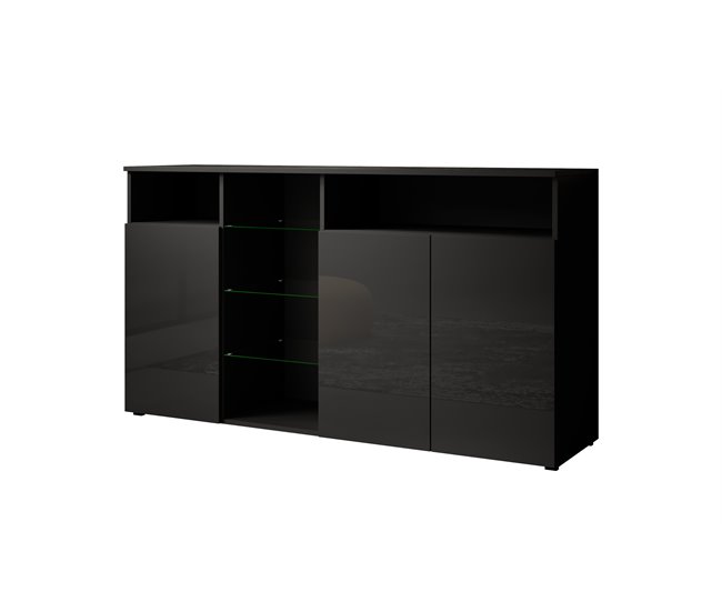 Aparador Sala de estar e jantar 3 portas LED Luke A1 150 Preto