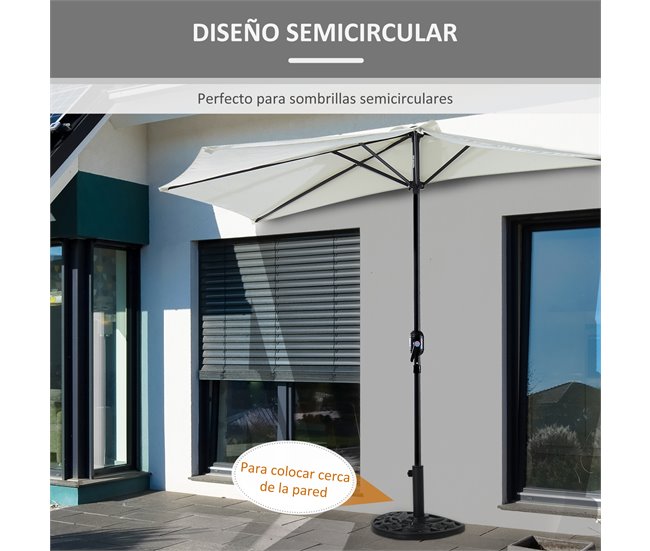 Base Chapéu de Sol Semicircular Aço, Cimento e HDPE Outsunny 50x32 Preto