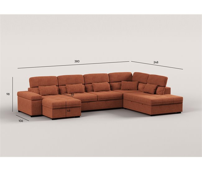 Sofá de canto em U STEWART XXL Terracota