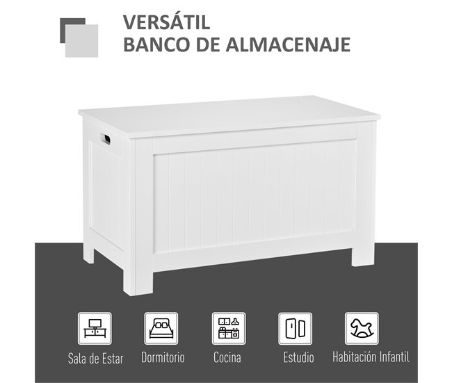 Baú de Armazenamento MDF HOMCOM, casa - móveis de armazenamento 81 Branco