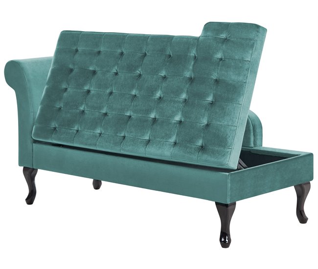 Beliani Chaise longue à esquerda Veludo PESSAC Azul/ Verde