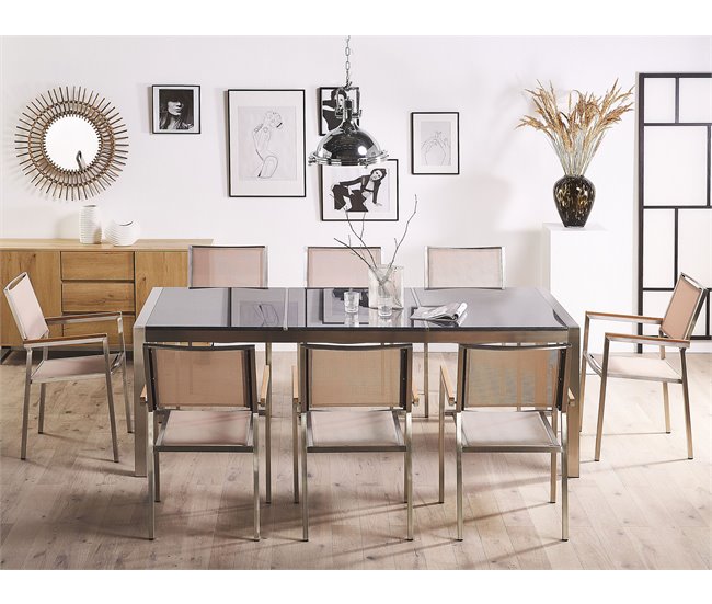Beliani Conjunto de comedor GROSSETO Cinza