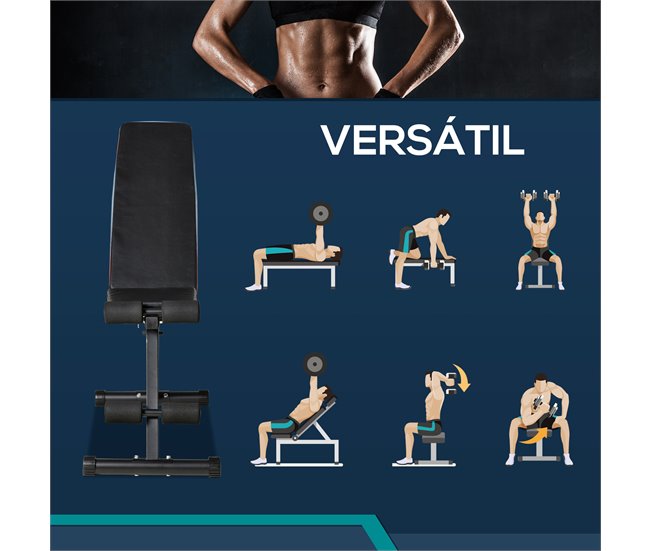 Banco de Pesos Aço e PU HOMCOM, desportos e lazer - musculação Preto