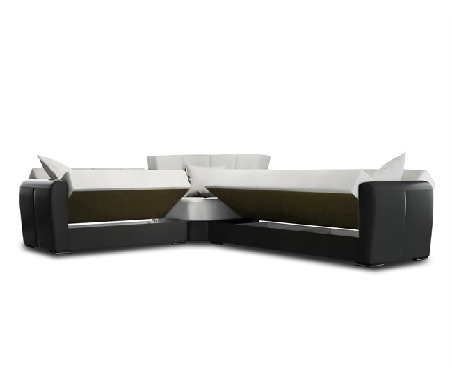 Sofá cama com península de tecido Dgytkjæ Cinza Claro