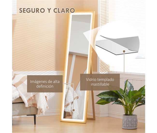 Espelho de Pé Vidro temperado e MDF HOMCOM, casa - decoração Castanho