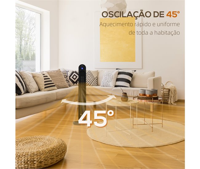 Aquecedor Cerâmico ABS HOMCOM, casa - aquecimento e climatização Prata