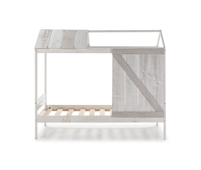 Cama tipo cabana ELIOT 90cm branco cinza claro e cinza escuro Branco/cinza