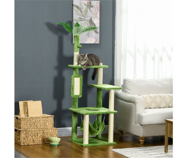 Arranhador para Gatos Aglomerado de Madeira, Sisal e Poliéster Verde