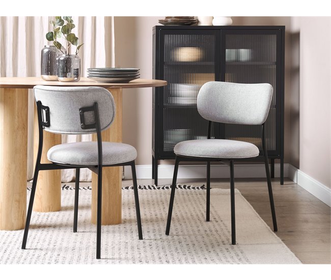 Beliani Silla de comedor CASEY Cinza Claro