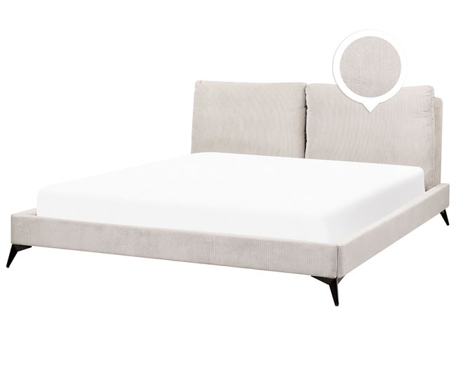 Beliani Cama com estrado Bombazine MELLE 195x240 Bege