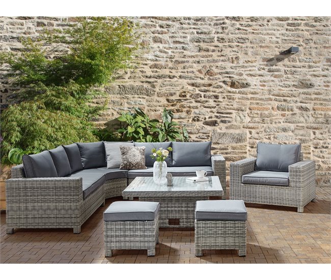 Beliani Conjunto lounge TEGLIO Cinza Escuro