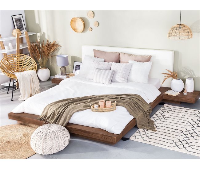 Beliani Cama com LED MDF ZEN 308x229 Castanho