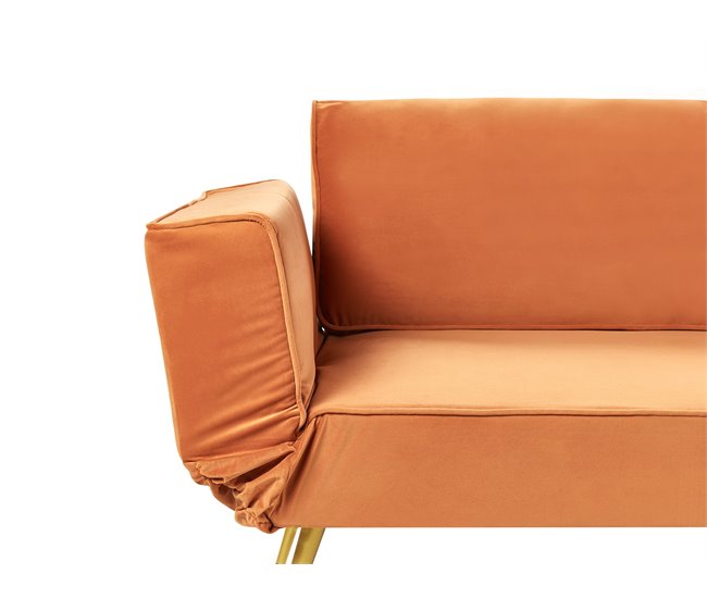 Beliani Sofá-cama Veludo SAARELA Laranja