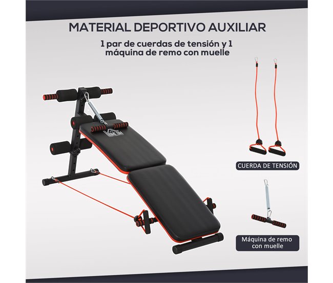 Banco de Abdominais Tubo de aço, EVA, PVC HOMCOM Preto