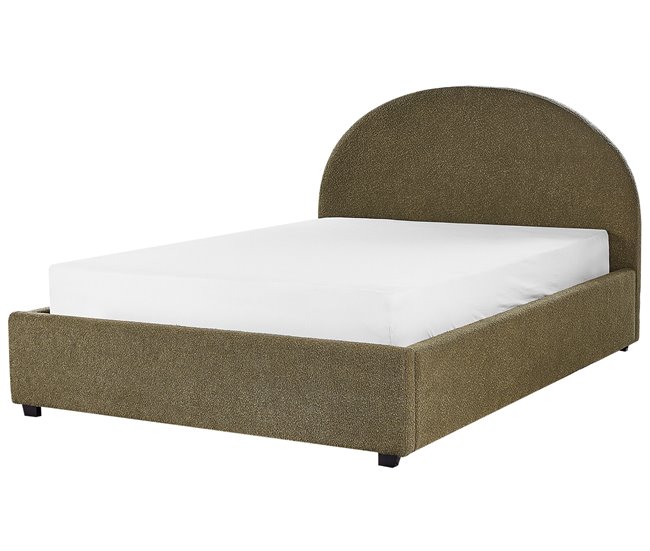 Beliani Cama com armazenamento Bouclé VAUCLUSE 154x214 Bege