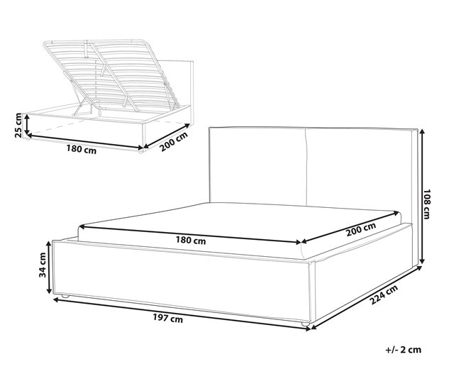 Beliani Cama baú Bouclé MOISSAC 197x224 Bege