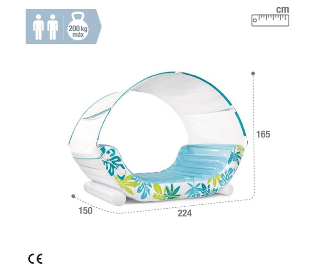 Tapete inflável de 2 lugares c/toldo amovível INTEX Branco