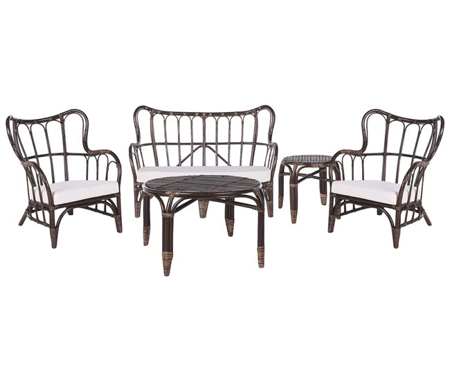 Beliani Conjunto lounge Rattan/vime BRINDISI Castanho